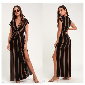 Lulu’s Black and Brown Striped Swim Cover-Up